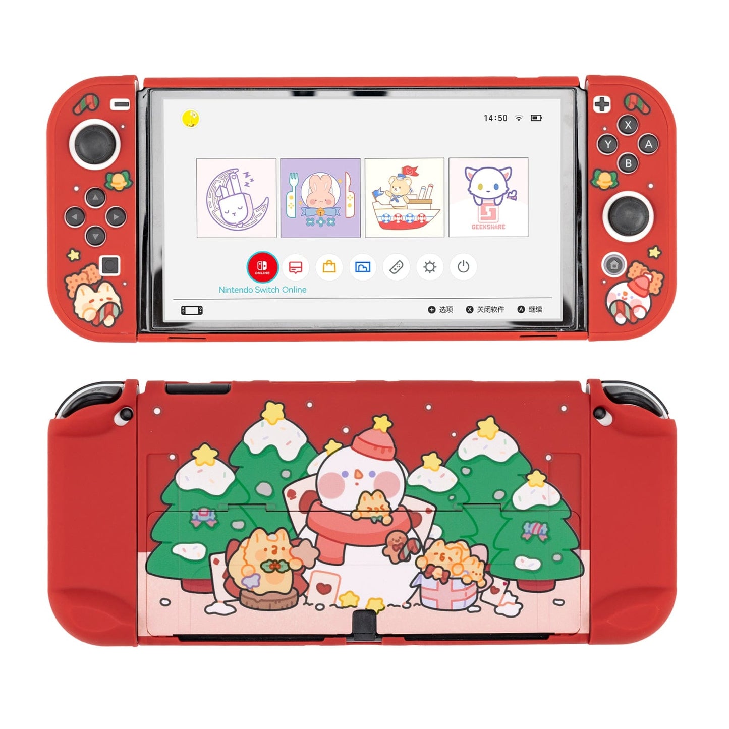 GeekShare Snow Christmas Protective Case for Switch OLED