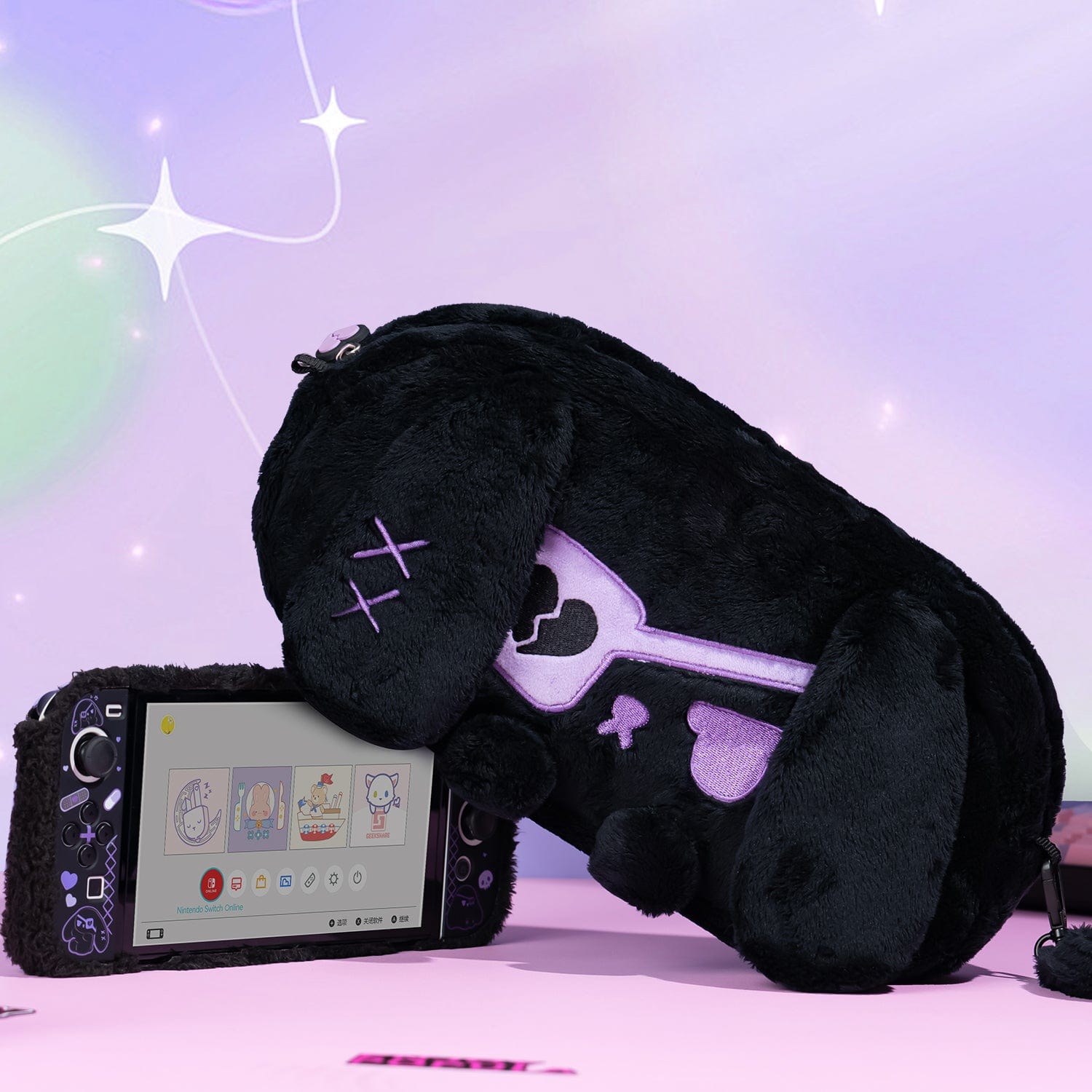 GeekShare Dark Black Bunny Plush Carrying Bag