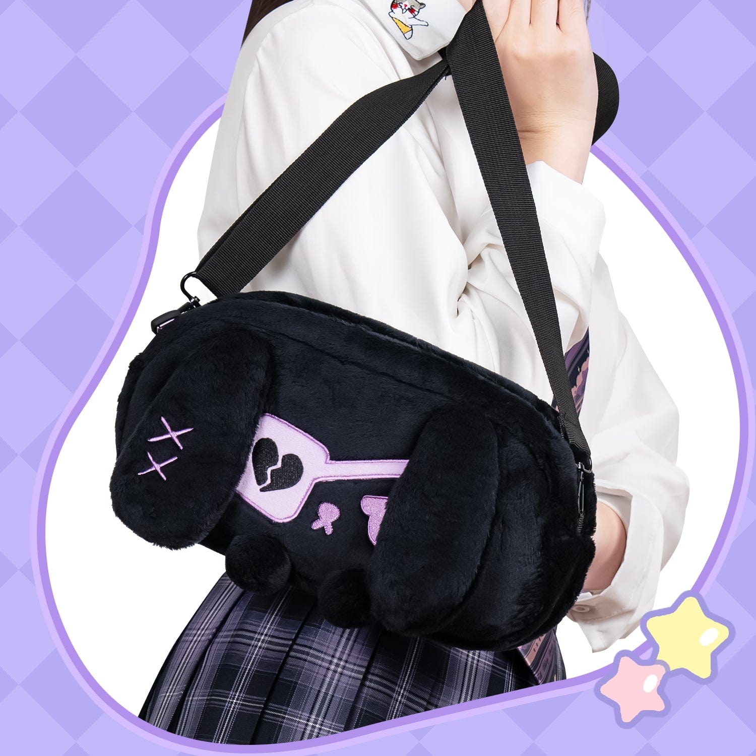 GeekShare Dark Black Bunny Plush Carrying Bag