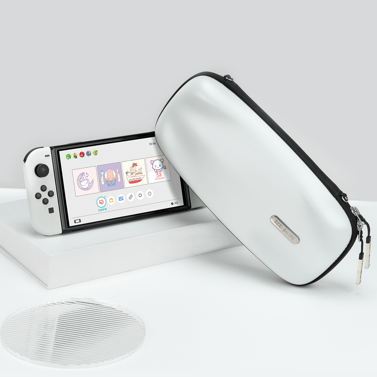 GeekShare ABS White Carrying Case for Switch&OLED