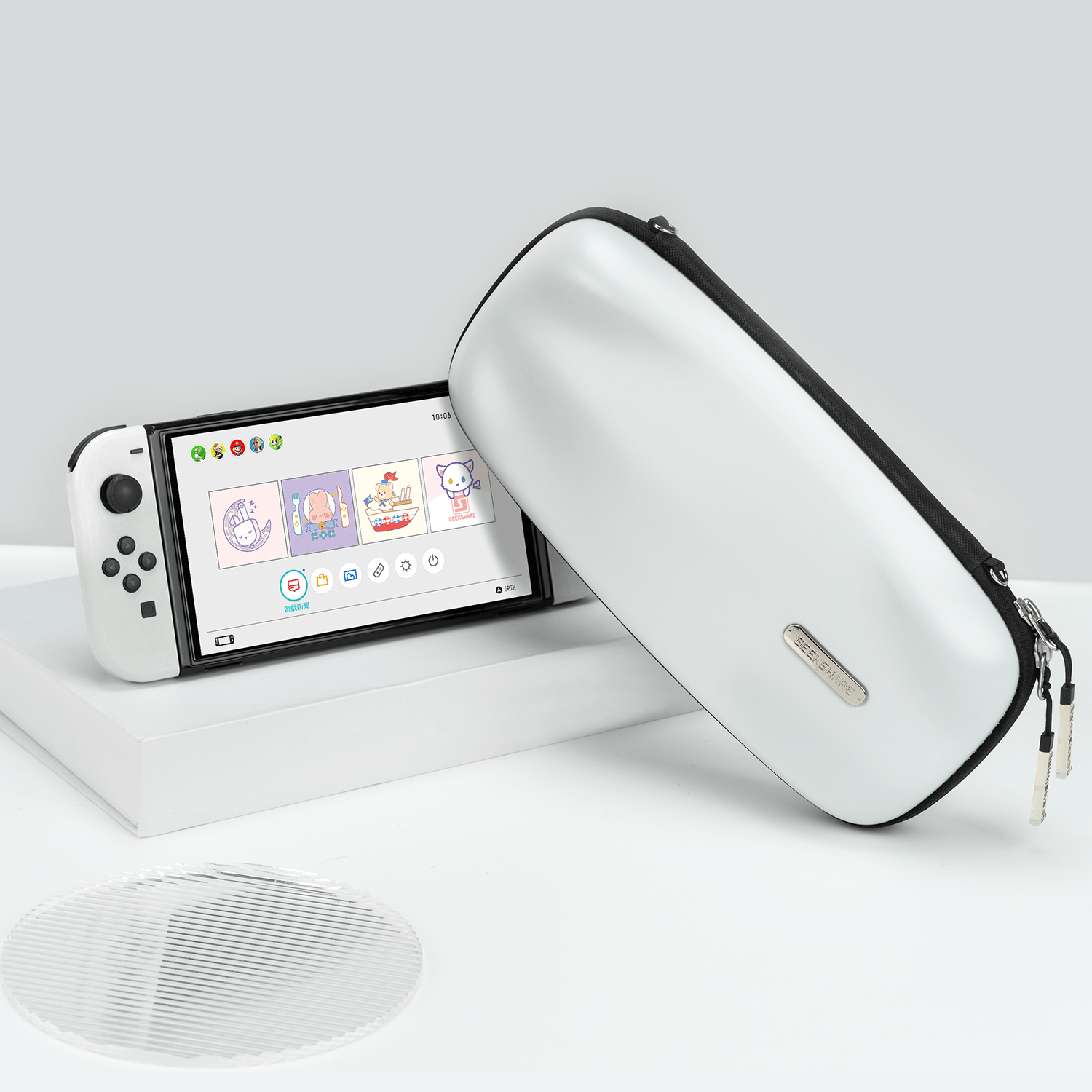 GeekShare ABS White Carrying Case for Switch&OLED