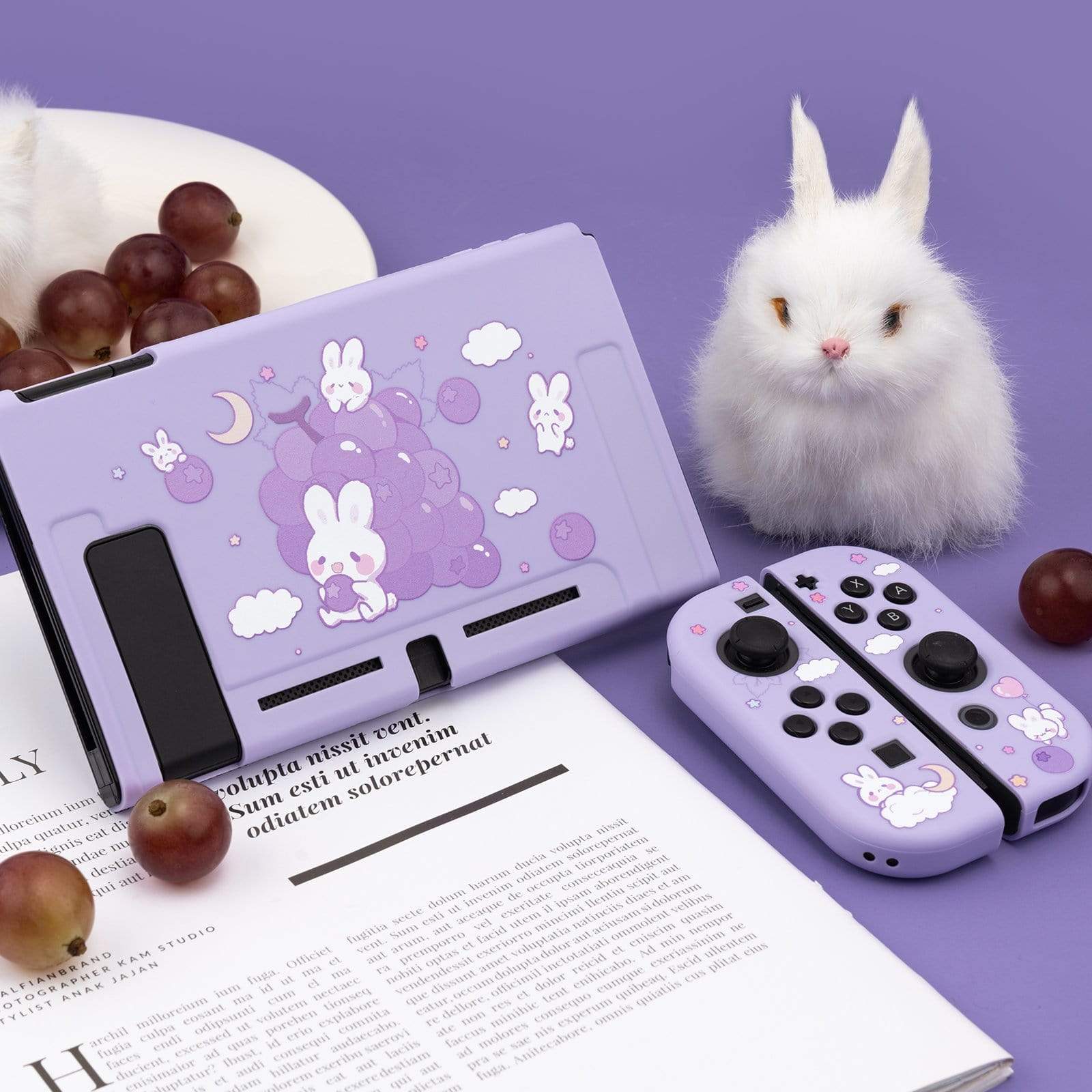 GeekShare Grape Bunny Protective Case GeekShare Protective Case for Switch, Soft TPU Slim Case Cover Compatible with Nintendo Switch Console and Joy-Con (Grape Bunny) 成功活跃