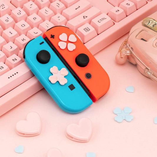 GeekShare Heart Button Caps GeekShare Heart Button Caps Compatible with Nintendo Switch Only,PC Joystick Cover,4PCS - Pink & Blue