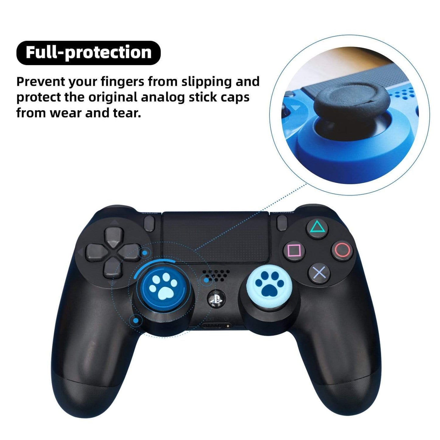 GeekShare Cat Paws Thumb Grip Caps for PS4/PS5 GeekShare Cat Paw Thumb Grip Caps for PS4/PS5 and Switch Pro- 4 PICS, Star Mist Blue