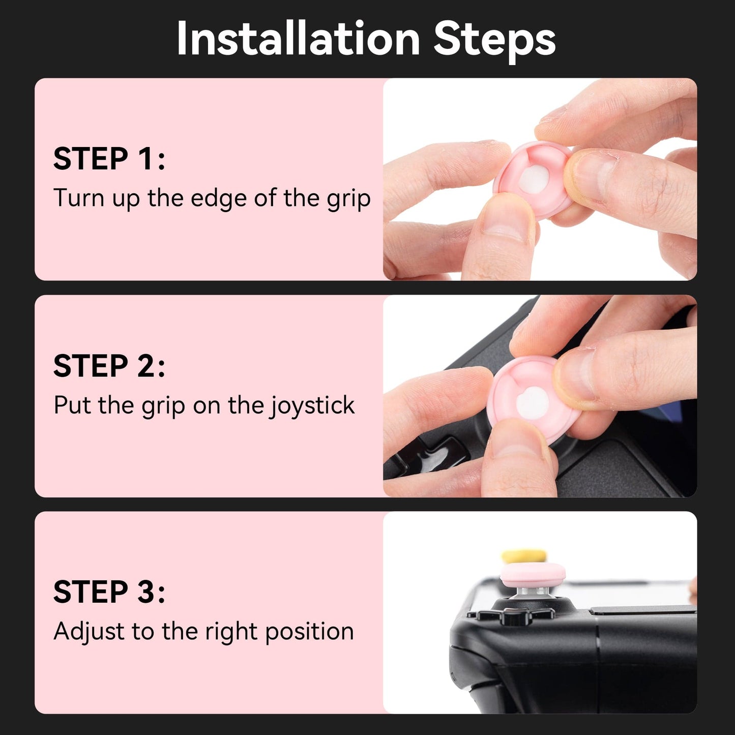 GeekShare Cream Heart Thumb Grip Caps for Steam Deck