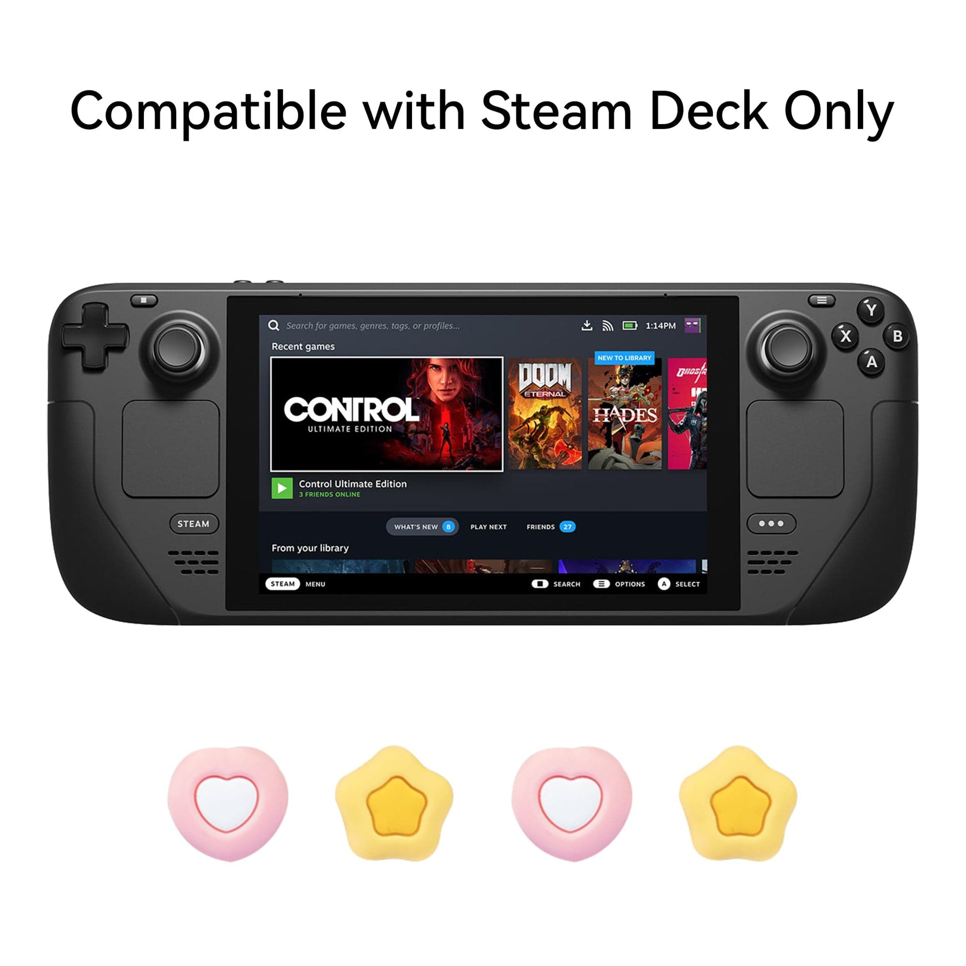 GeekShare Cream Heart Thumb Grip Caps for Steam Deck