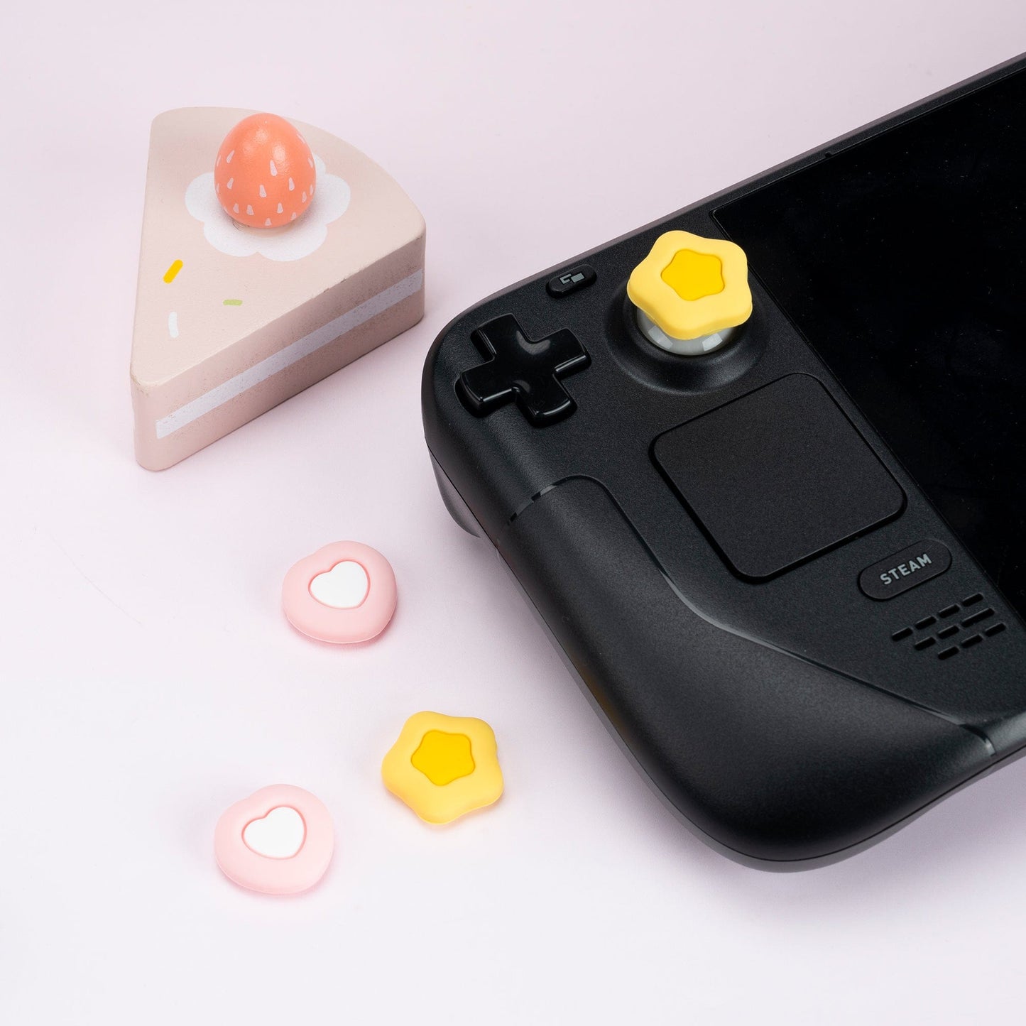 GeekShare Cream Heart Thumb Grip Caps for Steam Deck
